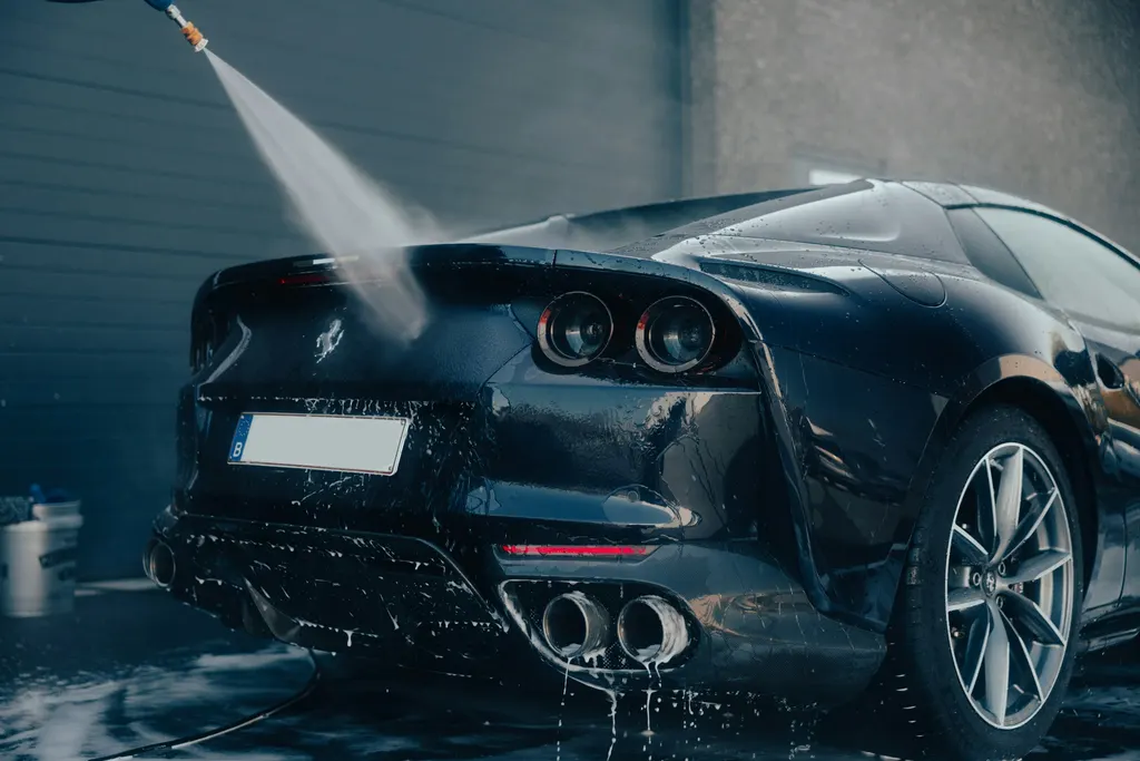 Ceramic coating mood imagery on automotive paint, not a durability, warranty, or installer-certification claim.